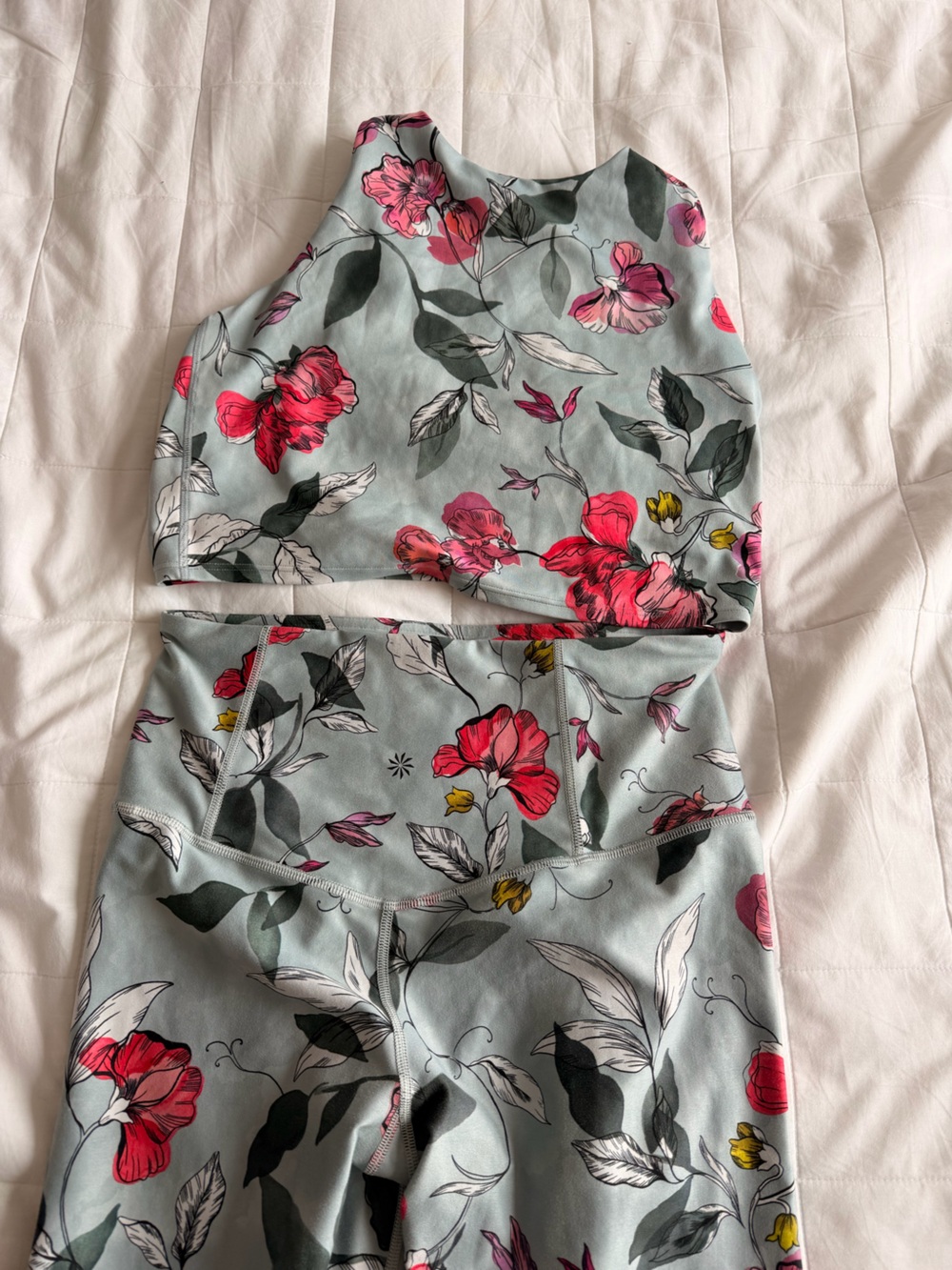 Women’s Athleta Floral Print Leggings and Crop Top Set - Pink Floral